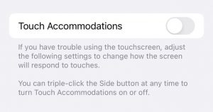 غیرفعالسازی Touch Accommodations